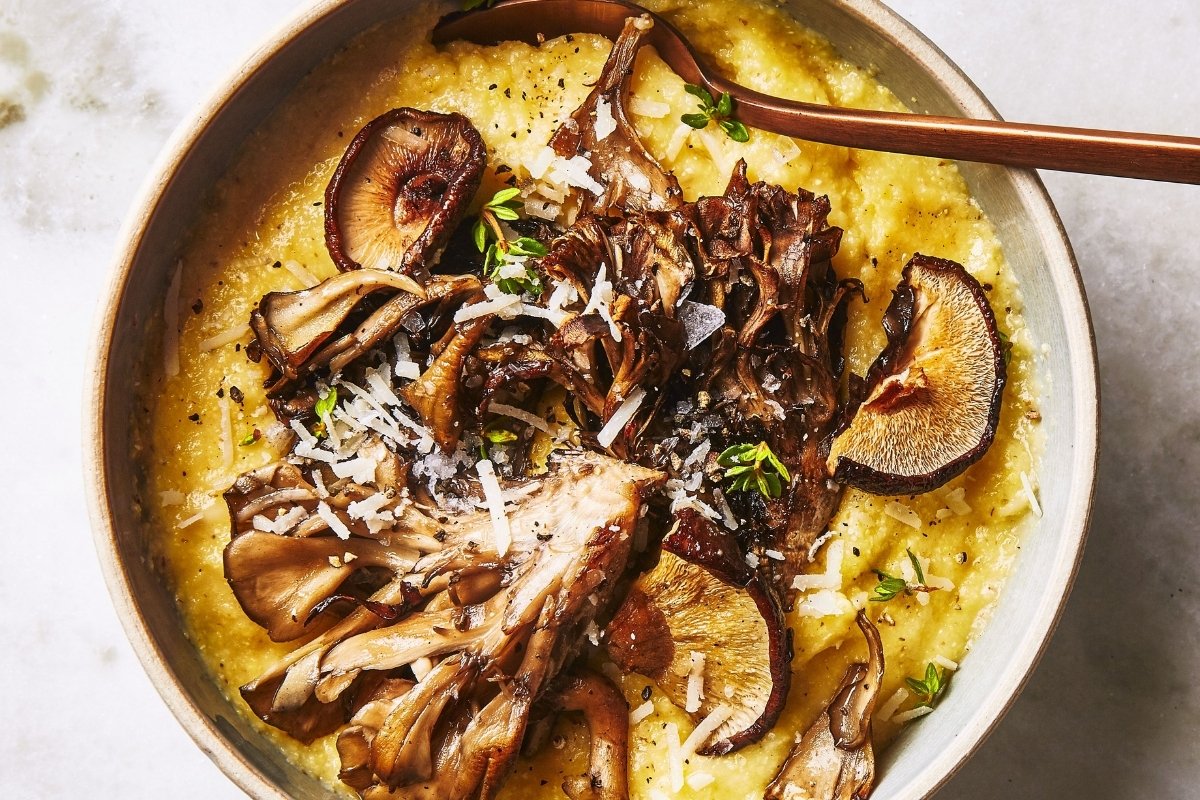 cauliflower-polenta-with-sauteed-mushrooms-recipe