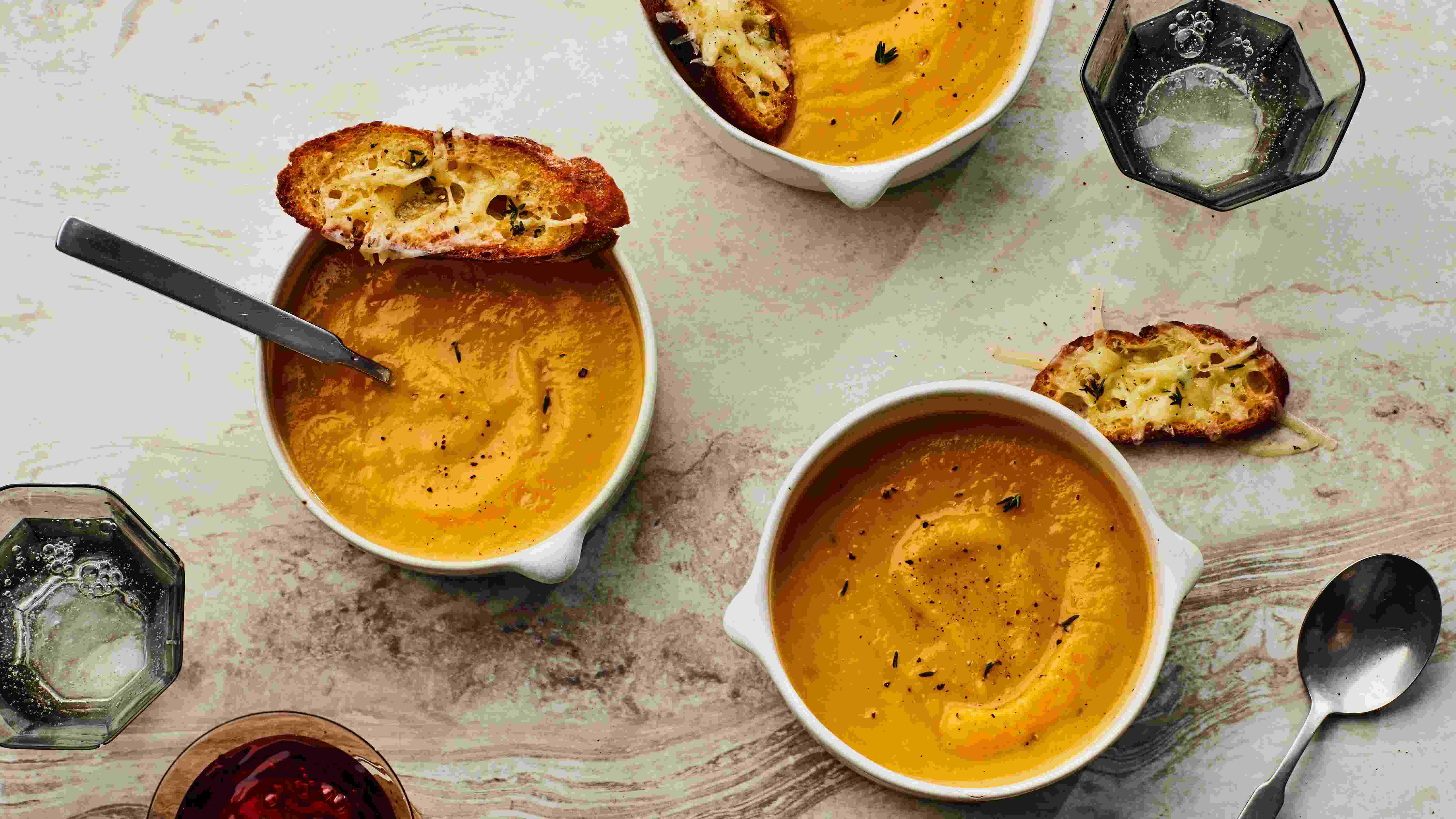 kabocha-squash-and-chestnut-soup-with-chipotle-creme-fraiche-recipe