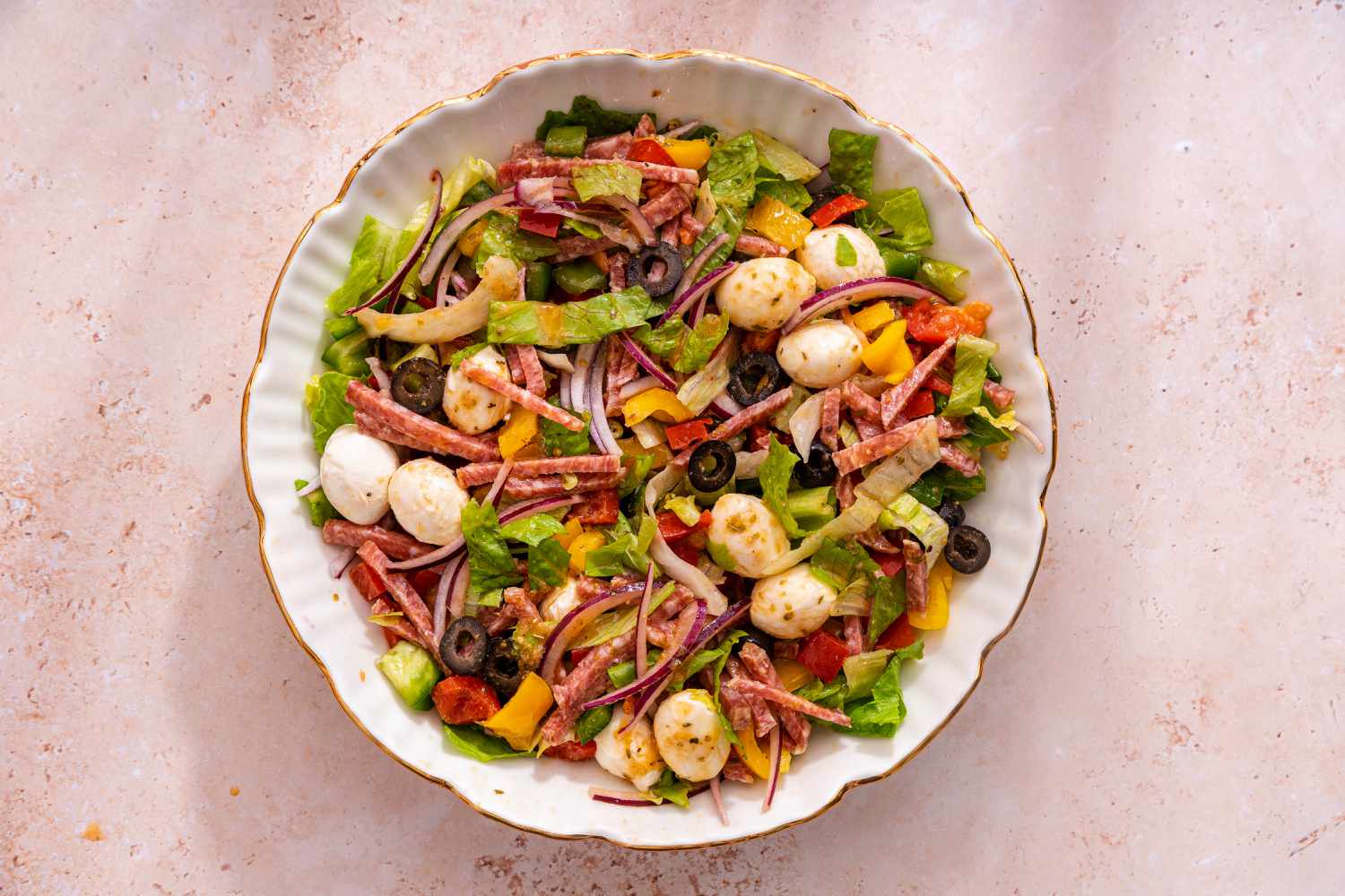 tossed-vegetarian-pepperoni-pizza-salad-recipe